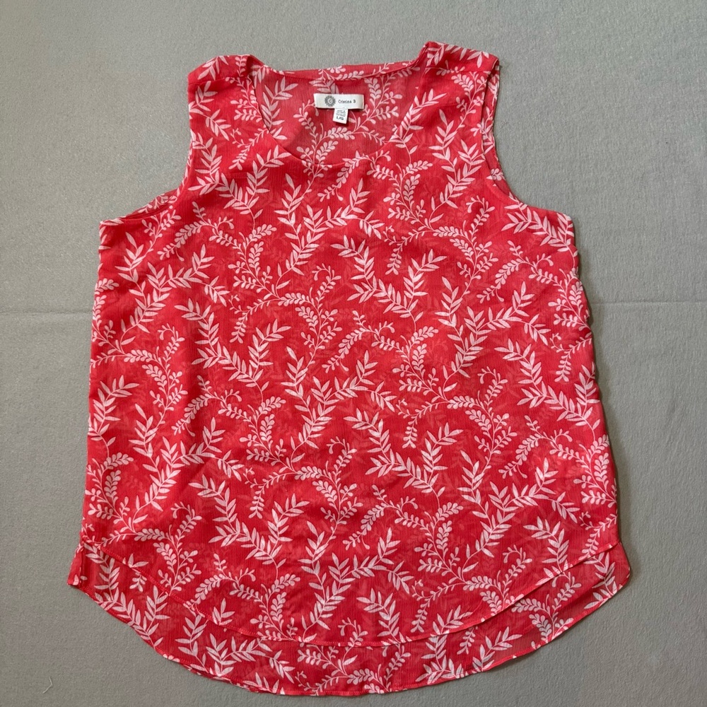 Coral and White Paisley Sleeveless Tank Top